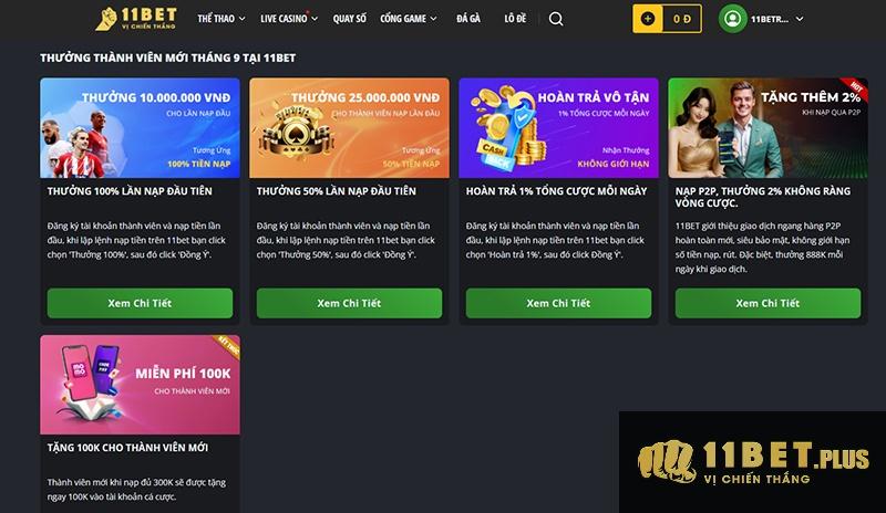 Chưởng trình khuyến mãi dành cho thành viên mới tham gia 11bet